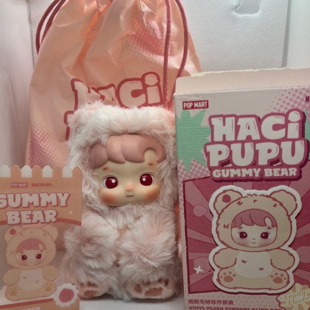 Hacipupu Peach Plushy kawaii Gummy Bear key chain or bag charm NEW
